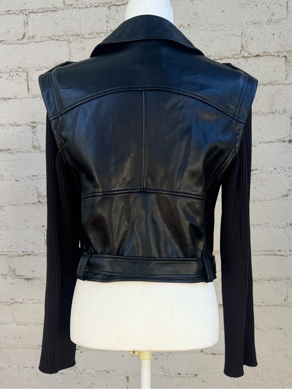 Jonathan Simkhai Belene Jacket Vegan Leather Knit Sleeves Size M - Picture 10 of 16